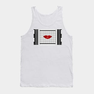 Lips , Polka , Kiss , Geometrical , Illusion , black and white Tank Top